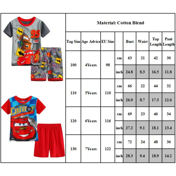Barn Pojkar Flickor Lingting McQUEEN Car Pyjamas Kortärmad T-shirt Shorts Set Sommar Nattkläder Ålder 4-7 år #3 120cm