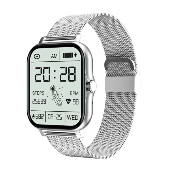 Vattentät Smart Watch Dam Herr Fitness Watch Armband silver