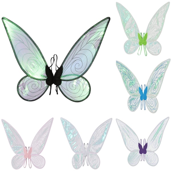 Shiny Fairy Wings Vuxen Transparent Wings Halloween kostym green