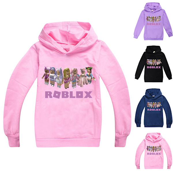 Pojkar Flickor Roblox Hoodie Tröja Pullover Vinterpresent Pink 140cm