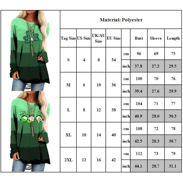 Dame St. Patrick's Day Print Casual Sweatshirt Lange Ærmer C XL