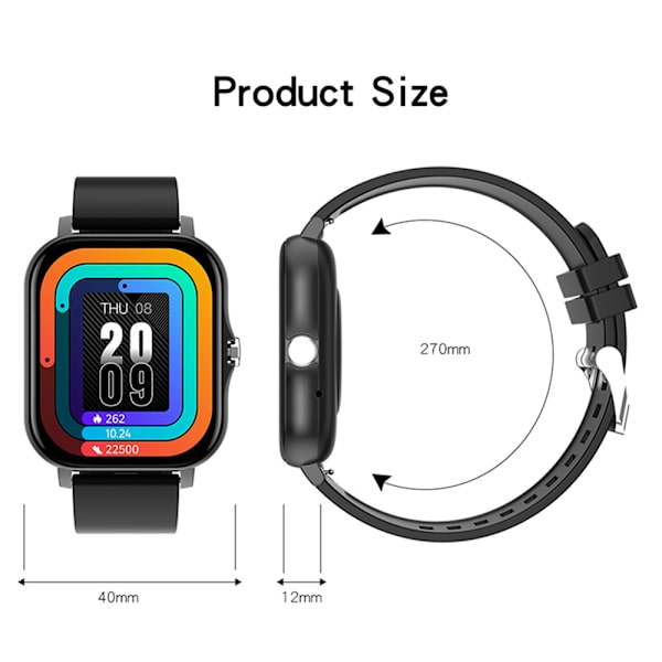 Smartwatch Spårare Hjärtfrekvens Män Kvinnor Klockor För Android iOS black