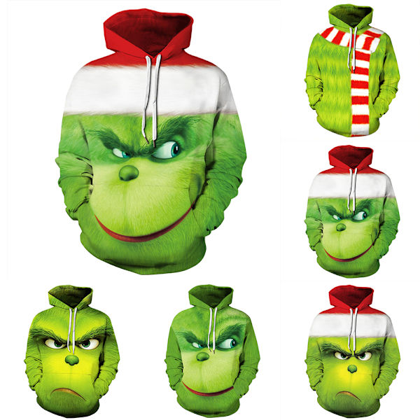 Grinchen 3D Tecknad Jul Tröjor Hoodie Jacka Julklapp Barn C 140cm