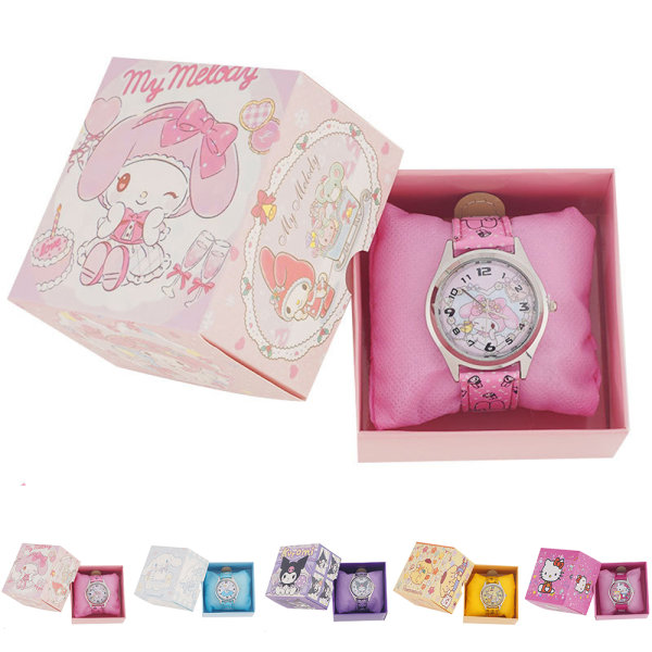 Anime Cartoon Kuromi My Melody Purin Watch Quartz Electronic Hands Gift Box Watch Cinnamoroll