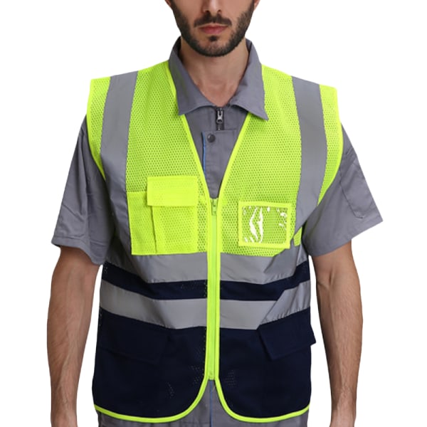 Säkerhetsväst Hög Synlighet Arbetskläder Reflexväst # 9 Yellow XL