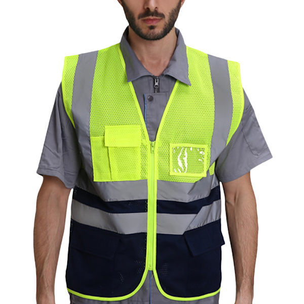 Turvaliivi hyvällä näkyvyydellä Työvaatteet Heijastava liivi # 9 Yellow 2XL