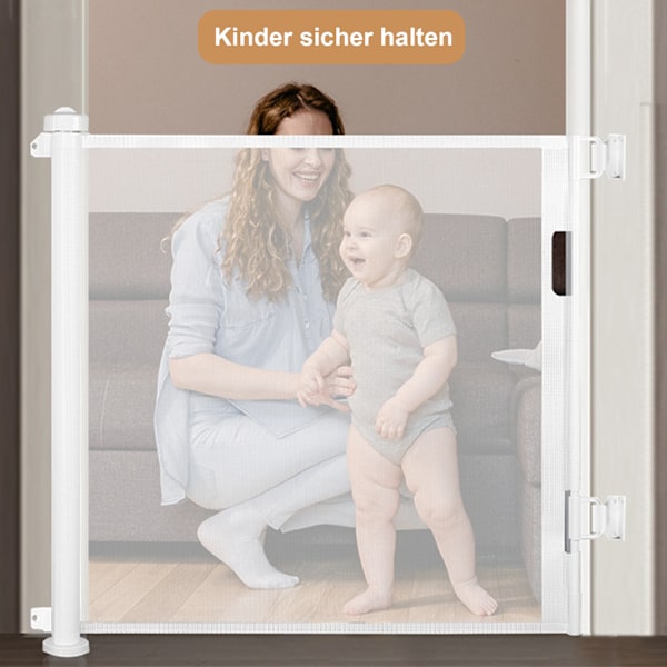 Babysäkerhetsgrind - Dörrsäkerhetsgrind - Skyddsgardin, Husdjursdörrsgrind, Utdragbar Dörrgardin, Utdragbara Hundbarriärer, 0-300cm White 150cm