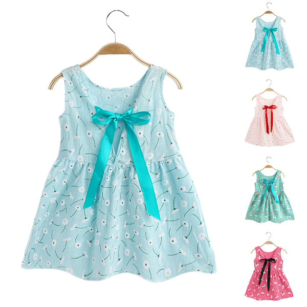 Småbarn Flickor Prinsessklänning Barn Blommig Ärmlös Strand Klänning Prinsessklänning C 110cm