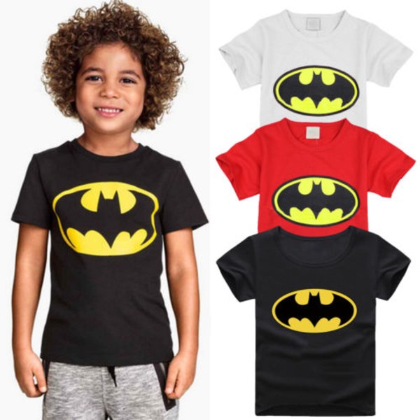 Barn Novlty Batman Print T-Shirts Toppar Black 130 cm