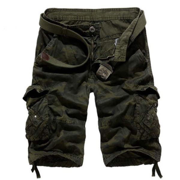Herr Army Combat Camo Cargo Shorts Byxor Casual Korta byxor Green 32