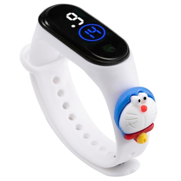 Tjej söt tecknad sport vattentät band LED digital watch White - Doraemon