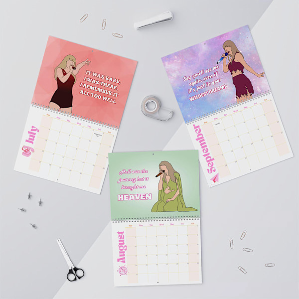 Taylor Swift Kalender 2025, 2025 TS Textkalender, Taylor Swift Textväggkalender, Handritad Kalender