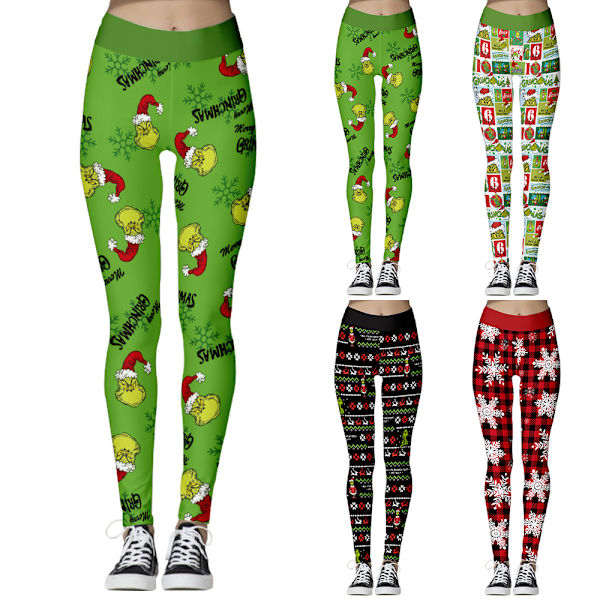 Dam Grinch Högmidjade Jul Leggings Yoga Tight Julgåva A L