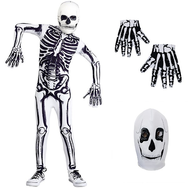 3D Skelet Print Halloween Kostumer Cosplay Bodysuit Catsuits M
