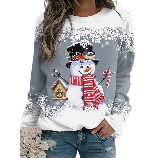Dame Jule Casual Snømann Gensere Pullover Topper Gave D L