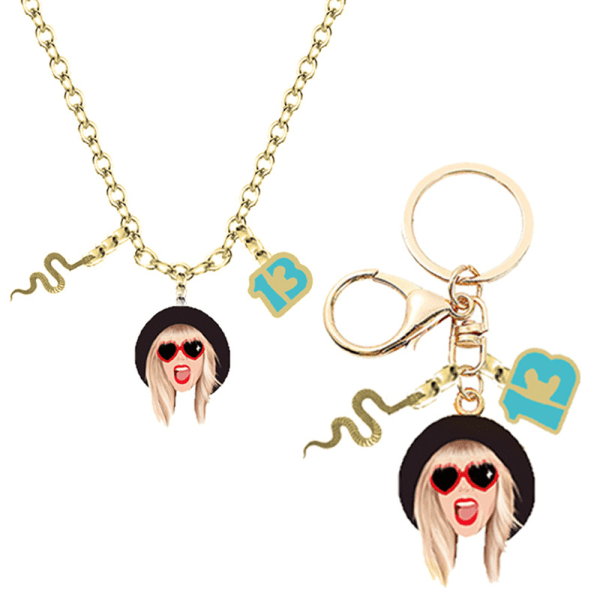 Taylor Swift sångare halsband nyckelring smycken set hängande gåvor