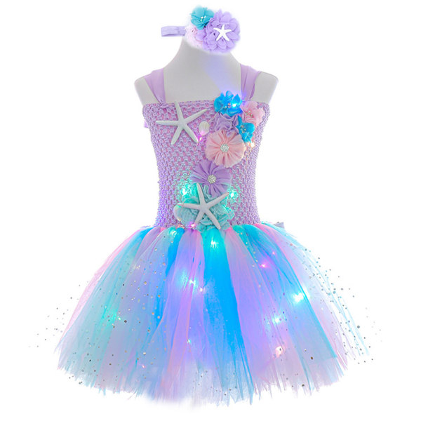 Flash sjöjungfru cosplay tjejer prinsesskjol Mermaid pösig kjol light purple 2XL