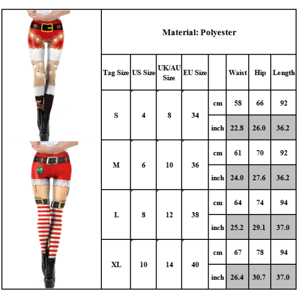 Kvinnor Xmas Deer 3D Print Leggings Byxa Christmas Tights Byxor B S
