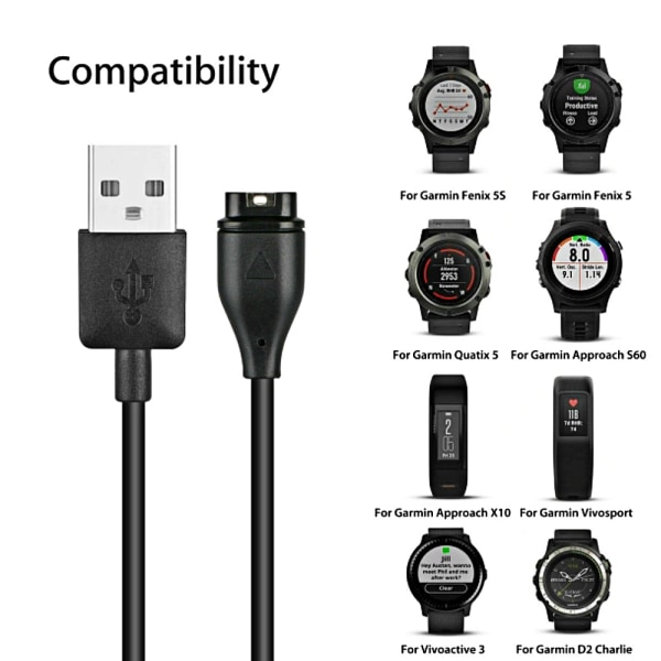 USB Hurtig Opladningskabel Data Smart Watch Datakabel til Garmin
