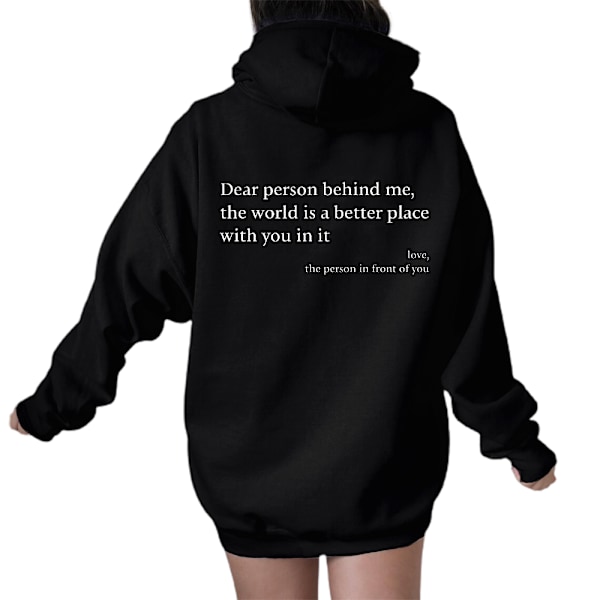 Kvinnors Super Dalian Hoodie Dear Person Behind Me Sweatshirt Personlig Hoodie Lös Fashion Pullover Black XL