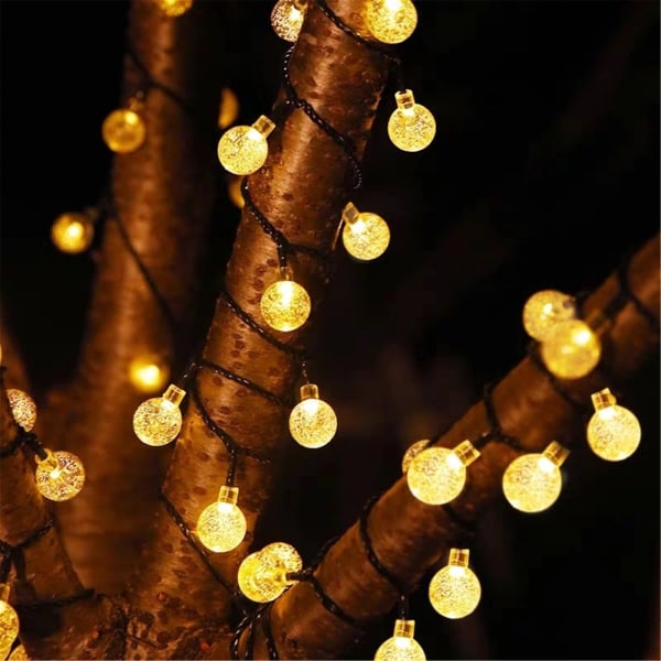 Solar String Lights Fairy Crystal Ball Lights Juldekor warm color 6.5 meters 30 lights