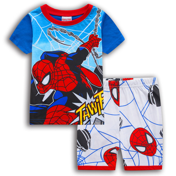 Småbarn Pojke Spiderman Pyjamas Set T-shirt Nattkläder Blue - White 100