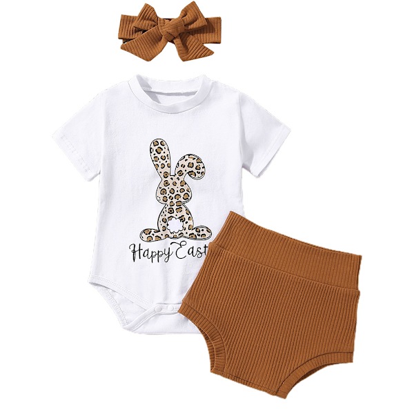 Baby Påske Tøjsæt Kortærmet Jumpsuit Shorts Sæt 100cm