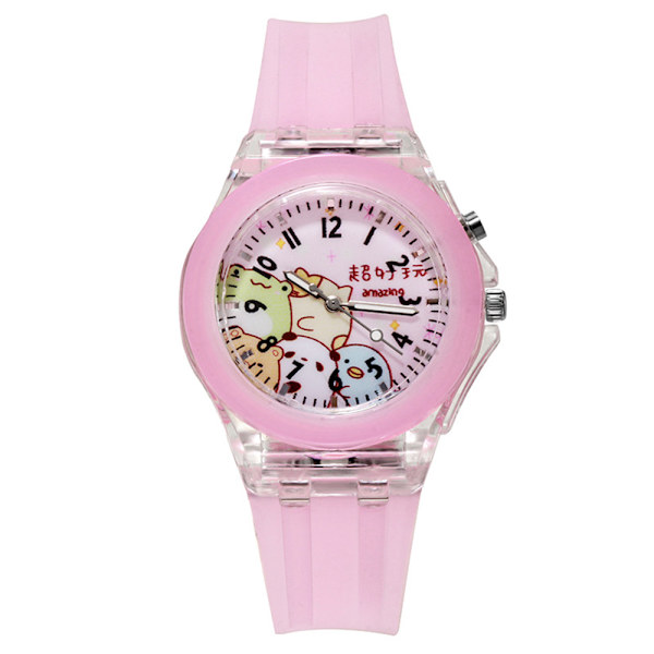 Barnens Färgglada Luminous Armbandsur Cartoon Elektronisk Klocka white