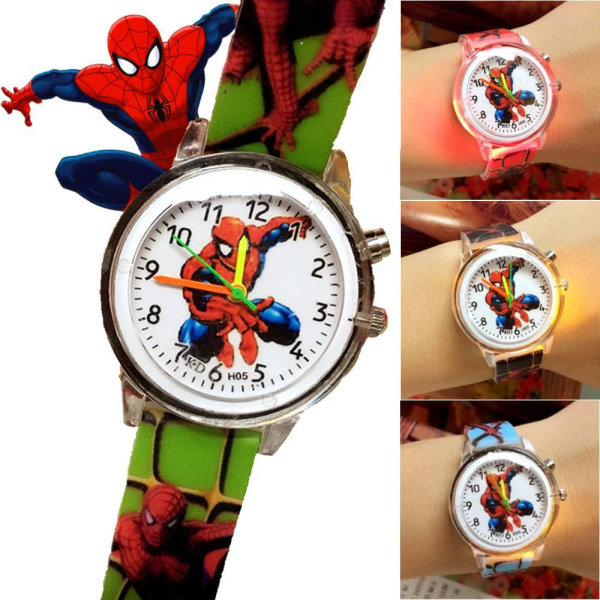 Watch blinkande ljus Spiderman Clock Watch Green