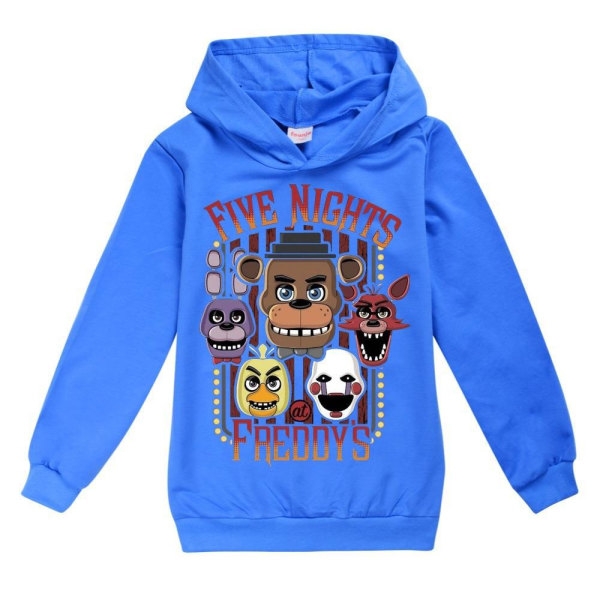 Barnkläder Pojke Fnaf Five Night At Freddy's Sweatshirt Huvtröjor Tecknad Jumper Casual Toppar Dark blue 160cm
