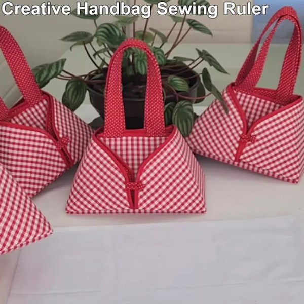 Vikbar Matkorg i Tyg för DIY, Sömnadslinjal för DIY Handväskstillverkning 10 inches