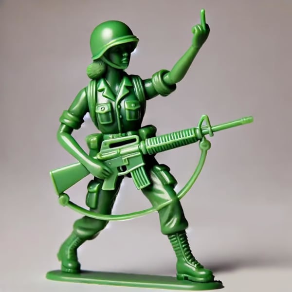 Humoristisk kvindelig grøn soldat, sjov grøn hærkvinde statue, nyhed mini soldat statue, til skrivebordsdekorationer militær tema fest C
