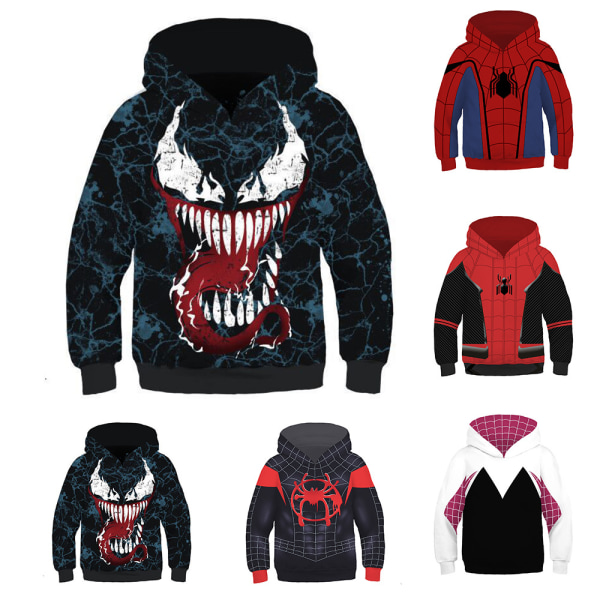 Spider-Man Into the Spider-Verse Barn Huvtröjor Kappa Cosplay Topp C XS