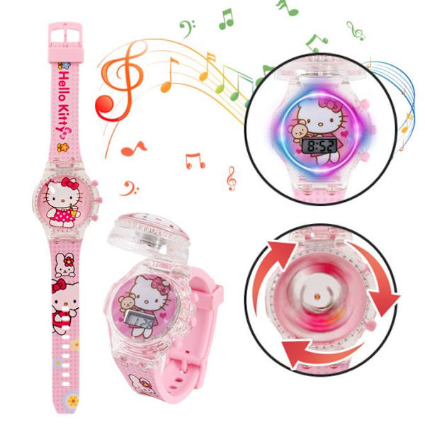 Barnens Glitterklocka Luminous Musik Klocka Pojkar Flickor Klocka Armband KT Cat