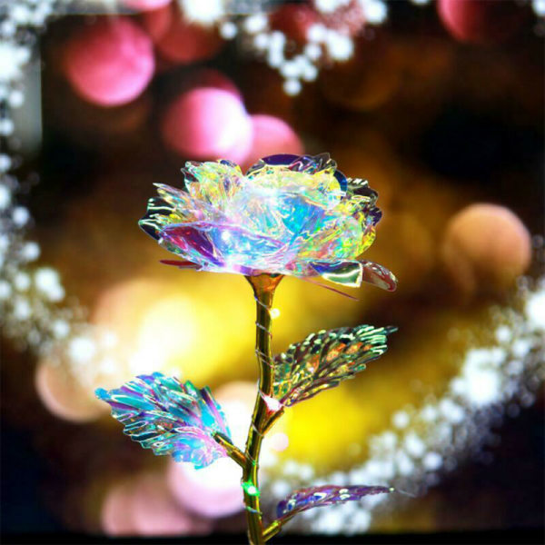 24K guldfolie Rose Flower LED Lysande Galaxy Hemdekoration