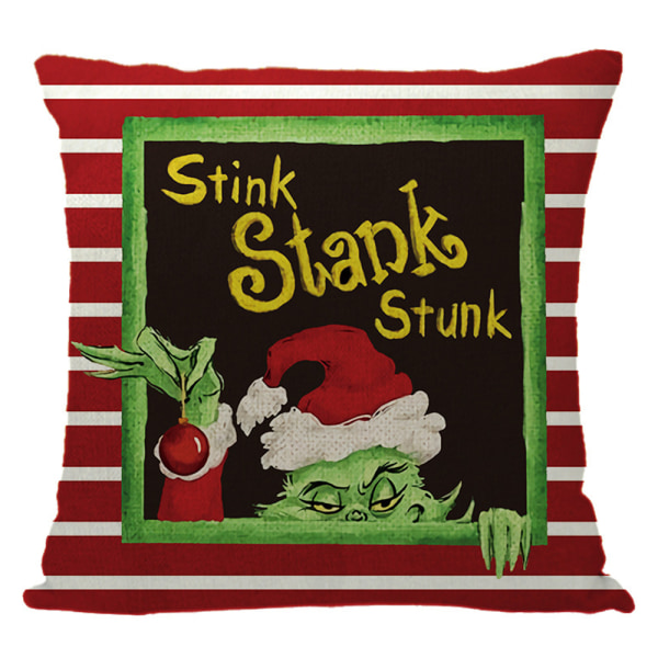 Christmas Grinch Putetrekk Juledekor for Verandadekor, Sofa 2