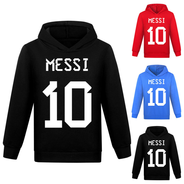 Messi 10 Club Hoodie Fotboll Superstar Barn Luvtröja Pojkar Kläder Sportdräkt Träningsoverall Toppar Black 130cm