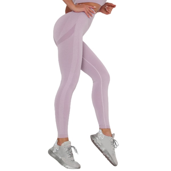 Kvinnor Yoga Byxor Tight High Waist Sport Legging Fitness Byxor light purple L