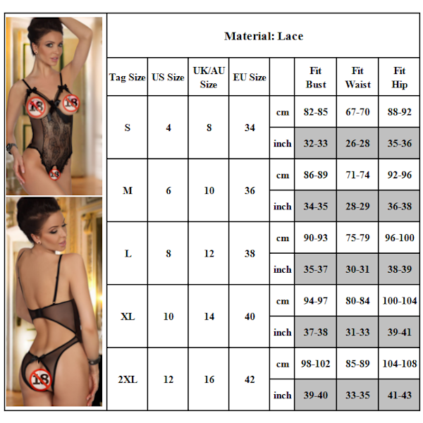 Nattlinne Dam Babydoll Underkläder Bodysuit Nattkläder XL