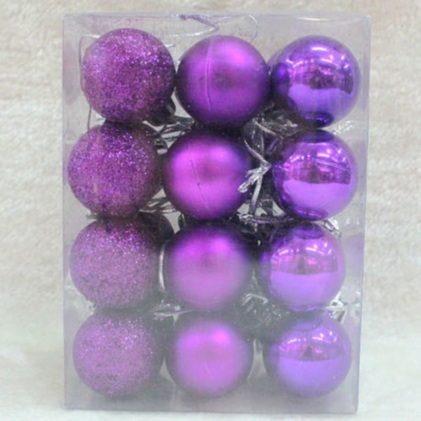 Julbollsprydnader för julgransdekorationer hängande boll Purple 24pcs