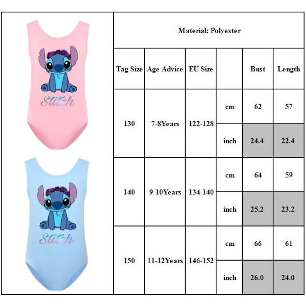 Flickor Barn Stitch Badkläder Cartoon Badkläder Bikini Surf black 140cm