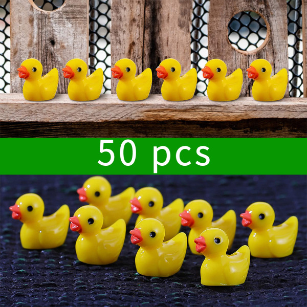 Mini Resin Miniatyr Ducks Figurer Dekor för julklapp för barn 150PCS