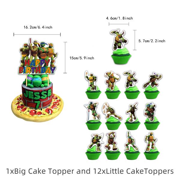 Teenages Mutant Ninja Turtles Födelsedagsfest Banner Ballonger Cake Toppers Decor