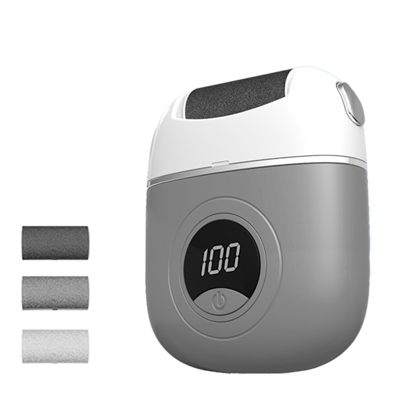 Elektrisk fotfil for hard hud for kvinner, med 3 utskiftbare slipehoder, egnet for nøytral, tørr og sprukken hud Grey