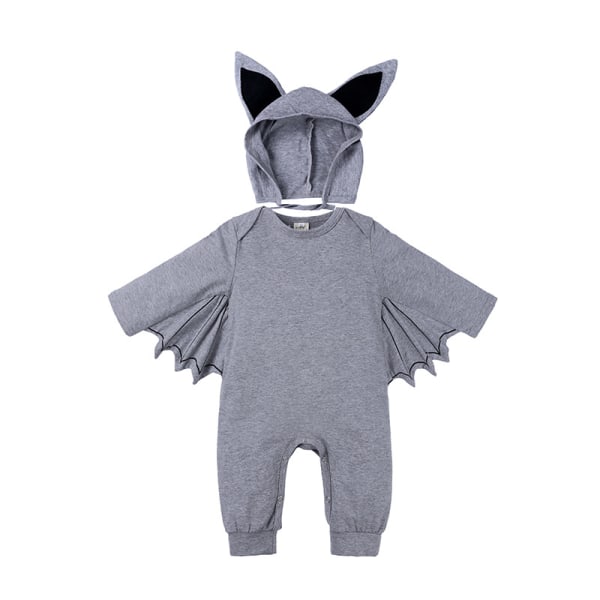 Halloween Toddler Baby Söt Bat Cosplay Dräkt Romper Hat Set light grey 100cm