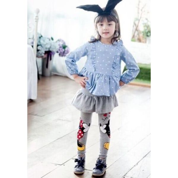 Girl Mickey Minnie Mouse Långbyxor Kjol Legging Grey 120