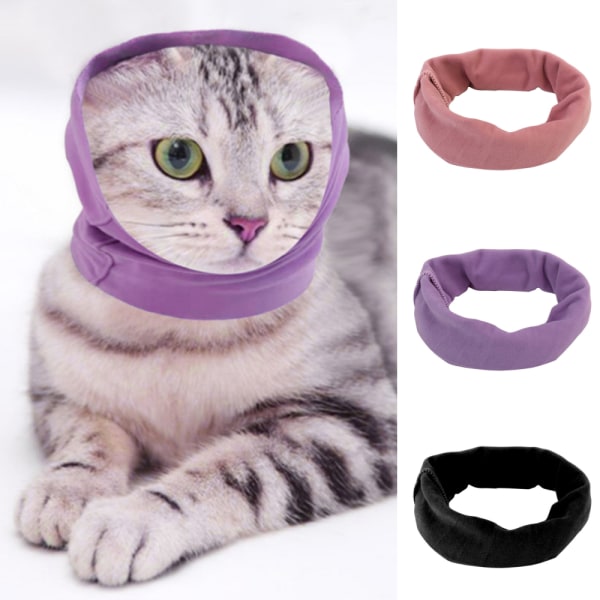 Husdjur Katt Hund Öronlappar Anti-brus Grooming Kläder Turban Mjuk purple M