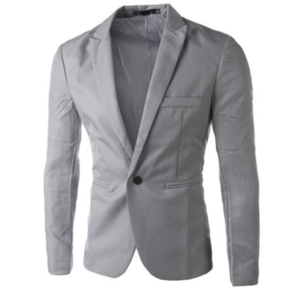 Män formell kofta kostym kappa Blazer Business One Button Jacket Grey 2XL