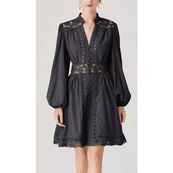 AUGUSTI DJUP URRINGNING MINI KLÄNNING Black L