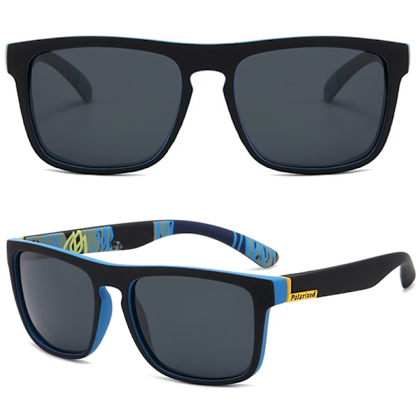 Herr Fyrkantiga Solglasögon Utomhus Anti UV 400 Filter Glasögon Blue Frame Black Lenses